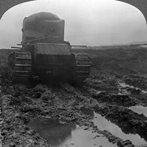 Whippet tank on a muddy battlefield, Morcourt, France, World War I, 1918. Artist: Realistic Travels Publishers