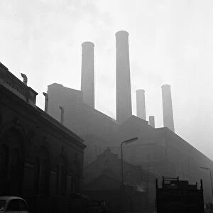Battersea Power Station seen here on a murky foggy winters morning. London