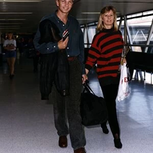 David Gower Cricketer with his girlfriend Thorunn Nash pictured at Heathrow airport