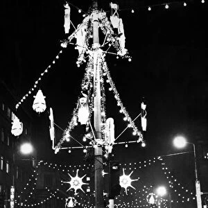 Liverpool Christmas lights, Merseyside, November 1967
