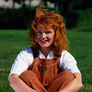 Patricia Kerrigan actress sitting on grass September 1987