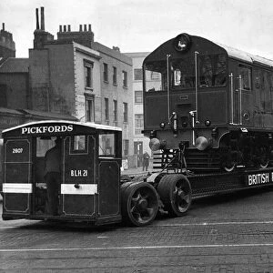Pickfords transport a diesel electric locomotive train engine from Newton le Willows