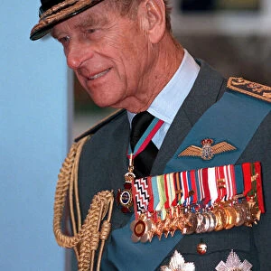 Prince Philip presenting colours at RAF Marham. April 1994