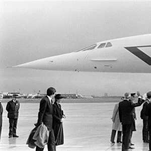 Princess Diana departing on Concorde from Heathrow to Vienna. 14th April 1986