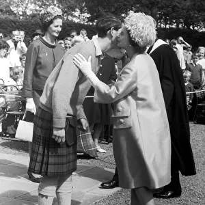The Queen visiting Prince Charles at Gordonstoun School on his last day