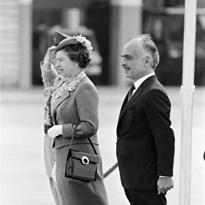 Royal visit to Jordan. Queen Elizabeth II and King Hussein of Jordan. March 1984
