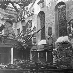 Saint Vedast Church in the city of London, after it was bombed by Germany in The Blitz of