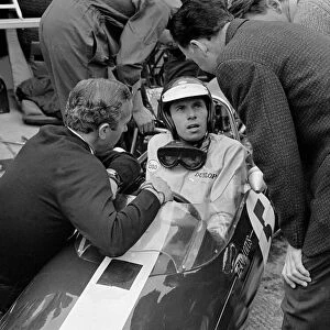 Silverstone Practice Day- Jim Clark in his Lotus. July 1965