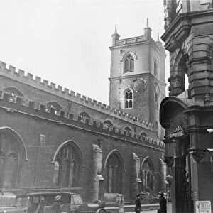 St Giles-without-Cripplegate, Fore Street, London, gutted after a German bomb is dropped