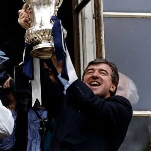 Tottenham Hotspur football manager Terry Venables Spurs celebrates with the FA Cup trophy