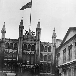 The Union Jack flies over the Guildhall in London which was heavily damaged in an air