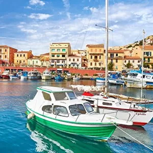 La Maddalena, view of the town and harbor, La Maddalena Island, Sardinia, Italy