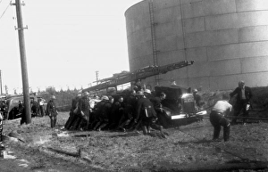 Blitz in London -- damage to tanks, Thames Haven, WW2