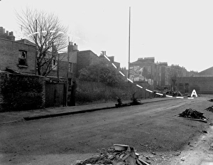 Blitz in London -- vehicle on roof in Peckham Hill Street