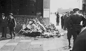 Blitz in London -- wreckage of Hurricane fighter plane, WW2