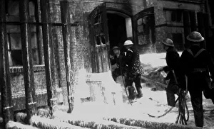 Foam applied at oil tank fire, Thames Haven, WW2