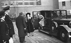 Queen Elizabeth stepping out of a car, LFB Lambeth HQ