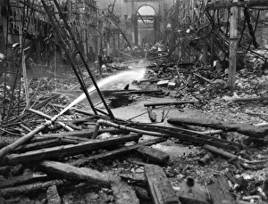 Aftermath of major fire, Smithfield Poultry Market, London