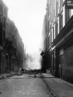 Blitz in City of London -- scene in Old Street, WW2