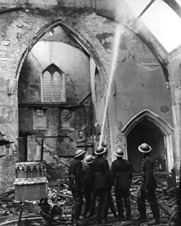 Blitz in London -- inside a bombed church, WW2