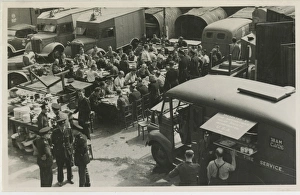 Fire station staff in meal break, London, WW2