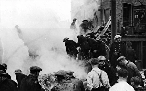 Firefighters in action, Rosebery Avenue, WW2