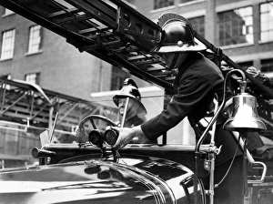 Crew Prints: Two firefighters with fire engine