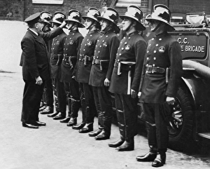 Firefighters in new cork helmets