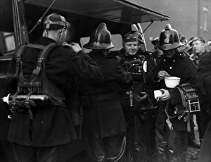 Firefighters taking a break, Victory Place, SE17