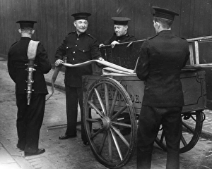 LCC-LFB firefighters with old hose cart LCC-LFB firefighters with old hose cart