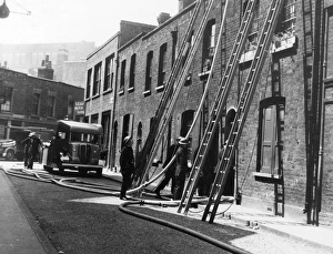 London firefighters at work in Dingley Road, WW2