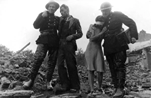 Rescue scene from a flying bomb film, WW2