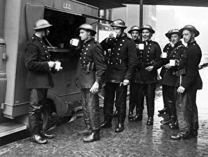 Tea break for firefighters, London, WW2
