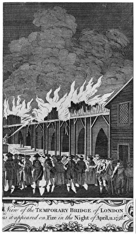 The Temporary London Bridge on fire The Temporary London Bridge on fire