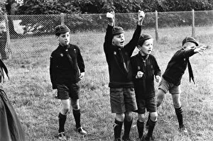 Four cub scouts in Chingford, Essex